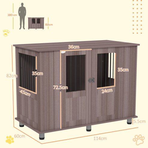 PawHut Dog Crate Furniture End Table, Pet Kennel for Extra Large Dogs with Magnetic Door Indoor Animal Cage, Purple, 114 x 60 x 82 cm