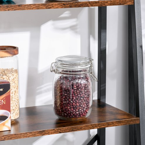 HOMCOM Ladder Shelf, Bookshelf, 4-Tier Industrial Storage Rack for Living Room, Bedroom, Kitchen