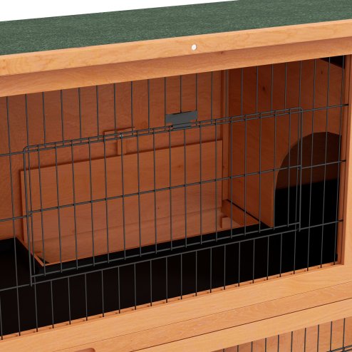 PawHut Rabbit Hutch Guinea Pig Hutch Wooden with No-Leak Tray, Asphalt Roof, Antiseptic Wood Outdoor for 1-2 Rabbits 120 x 50 x 92cm - Orange