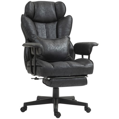 HOMCOM Office Chair, Ergonomic Desk Chair with Foot Rest, Lumbar Support, Reclining Function and Wide Seat, Height-Adjustable High Back Swivel Rolling for Home Office, Support up to 180 kg, Black