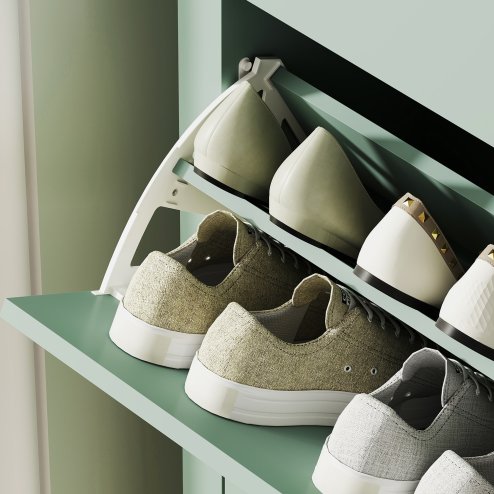 HOMCOM 2 Drawer Shoe Cabinet with Flip Doors, Narrow Shoe Storage Cabinet with Removable and Adjustable Shelves, 14 Pairs Footwear Cupboard for Hallway, Entryway, 80 x 24 x 95.5 cm