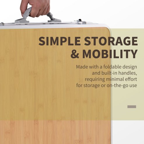 Outsunny 4ft Aluminium Picnic Table with Side Desktop Adjustable Outdoor BBQ Party Portable Folding Lightweight