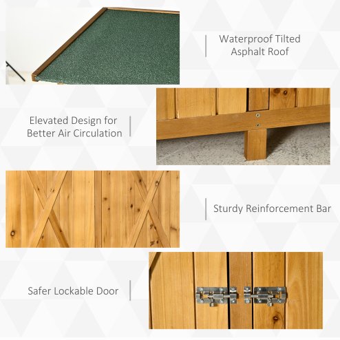 Outsunny Small Shed, Wooden Garden Shed with Flexible Table, Hooks and Ground Nails, Lockable Tool Shed with Asphalt Roof, 140 x 75 x 157cm, Natural