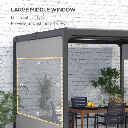 Outsunny 2 Pack Pergola Gazebo Side Panels with Large Window, for 3(m) Long Garden Pergola, 3x2m Gazebo Side Curtains Replacement, Grey