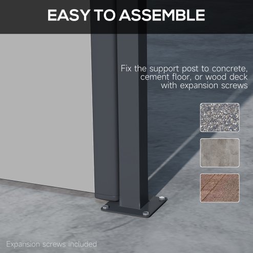 Outsunny Retractable Side Awning, Garden Privacy Screen Divider, Full Cassette Wind Breaker for Hot Tub, Balcony, Terrace, Pool, 400 x 180cm, Light Grey