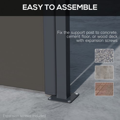 Outsunny Retractable Side Awning, Garden Privacy Screen Divider, Full Cassette Wind Breaker for Hot Tub, Balcony, Terrace, Pool, 400 x 160cm, Dark Grey