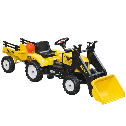HOMCOM Kids Pedal Go Kart, Children Ride on Digger, Ride on Toy Car, Excavator Tractor Digger Dumper for Kids 3 Years, Yellow