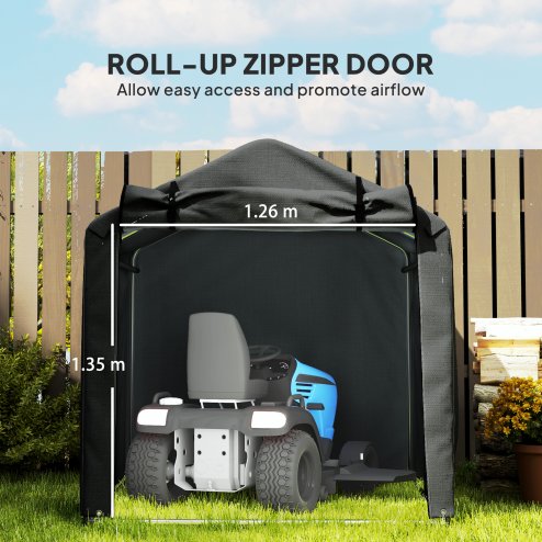 Outsunny 2.2 x 1.6 m Garden Storage Tent, Waterproof Anti-UV Bike Tent with Roll-up Zipper Door, Galvanised Outdoor Storage Shelter Carport for Bike, Motorbike, Garden Tools, Black