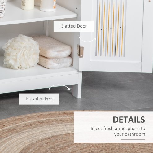 kleankin Narrow Bathroom Cabinet, Slim Bathroom Storage Unit with Adjustable Shelves, Freestanding Storage Cupboard 60 x 30 x 80 cm