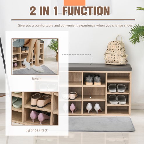 HOMCOM Multi-Storage Shoe Rack w/ 14 Compartments Cushion Moving Shelves Solid Frame Foot Pads Home Office Tidy Organisation Boots Trainers