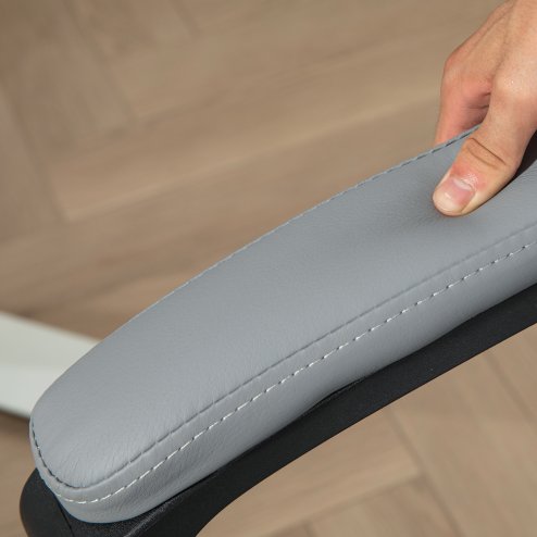 HOMCOM Executive Office Chair, PU Leather High Back Desk Chair, Swivel Computer Chair with Adjustable Height and Tilt Function, Grey