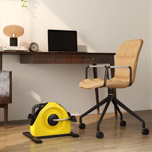 SPORTNOW Mini Exercise Bike, Portable Pedal Exerciser, Under Desk Bike with LCD Display for Legs and Arms, Rehabilitation, Therapy Home Office Workout, Yellow