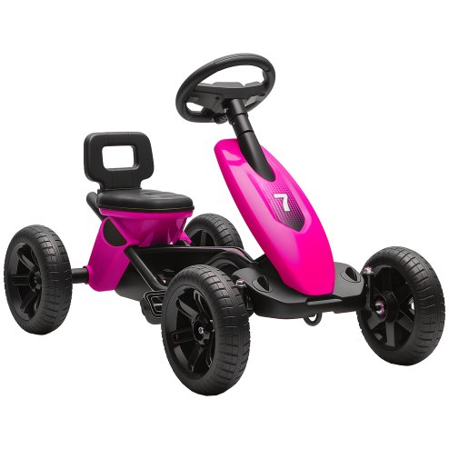 AIYAPLAY Pedal Go Kart for Kids, Children Ride-On Race Car with Silent EVA Tyres, for 2-5 Years, Pink