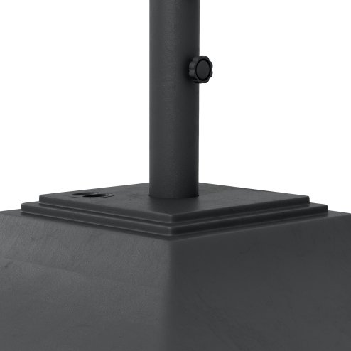 Outsunny Square Parasol Base with Wheels, 45kg Water or 60kg Sand Filled, Heavy Duty HDPE Umbrella Stand with Double Adjustable Knob, Fillable Parasol Stand for 38mm and 48mm Poles, Black