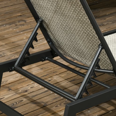 Outsunny Outdoor PE Rattan Sun Lounger, Patio Wicker Chaise Lounge Chair with 5-Position Backrest, Wheels for Sun Room, Garden, Poolside, Grey