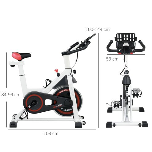 HOMCOM Upright Exercise Bike 8kg Flywheel Indoor Training Cycling Machine Stationary Workout Bicycle with Adjustable Resistance Seat Handlebar LCD Display for Home Gym, White