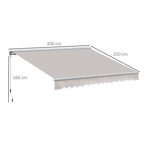 Outsunny 3 x 2.5m Electric Garden Door Awning Half Cassette Outdoor Retractable Canopy Patio Shelter w/ Remote Controller Cream White