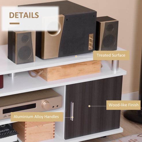 HOMCOM TV Cabinet Unit for TVs up to 50'' with Storage Shelf and Cupboards, Living Room Entertainment Center Media Console