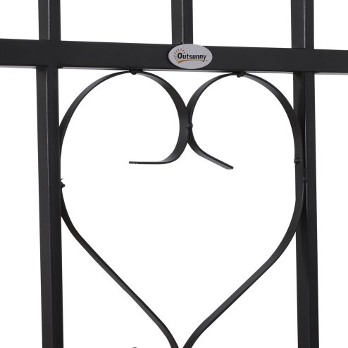 Outsunny Garden Metal Arch Bench, Outdoor Furniture Chair with Cushion Outdoor Patio Rose Trellis Arbour Pergola, for Climbing Plant 114L x 60W x 206H cm