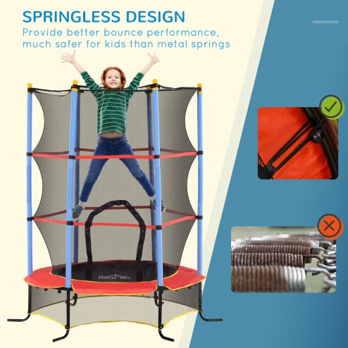 HOMCOM 6FT Kids Trampoline for Toddlers with Safety Net Enclosure Outdoor Indoor for Age 3-10 Years, Blue