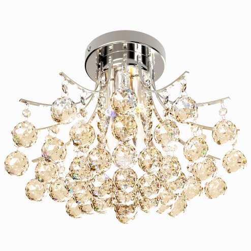 HOMCOM Crystal Chandeliers, K9 Droplets Ceiling Light with 3 E14 Bulb Base, Pendant Lights for Living Room, Bedroom, Dining Room, Hallway, Kitchen Image