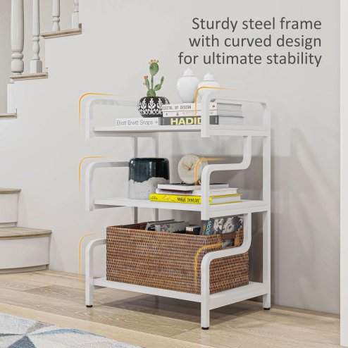 HOMCOM 3-Tier Printer Stand with Storage Shelves, Printer Table, 55 x 40 x 77cm Printer Shelf for Home Office, Study