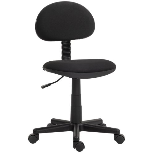 HOMCOM Armless Office Chair, Small Desk Chair, Height Adjustable Computer Chair with Rolling Wheels and Low Back, Black
