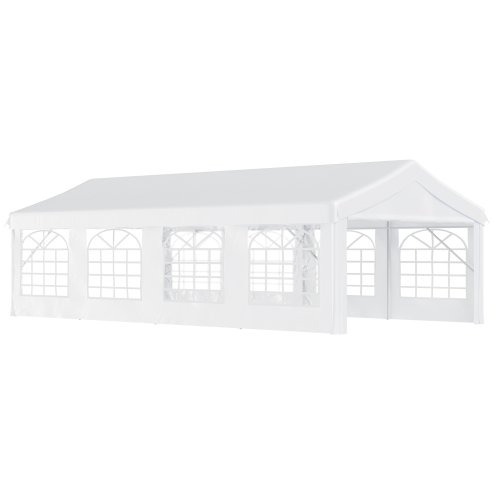 Outsunny 8m x 4m Garden Gazebo Marquee Party Tent Wedding Portable Garage Carport Event shelter Car Canopy Outdoor Heavy Duty Steel Frame Waterproof Rot Resistant Image
