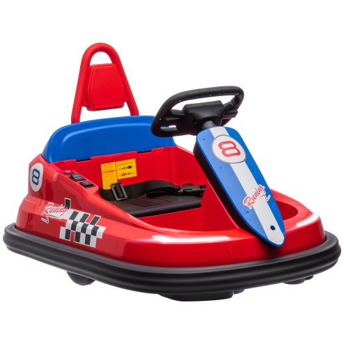 HOMCOM Kids Bumper Car 360° Rotation Spin Waltzer Car 6V Electric Ride On Car with 2 Speeds, Music, Lights for 18-48 Months - Red Image