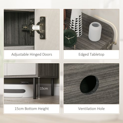 HOMCOM Shoe Cabinet, Hallway Shoe Storage Cabinet with 4-Tier Open Shelf, Double Doors and 3 Adjustable Shelves for 12 Pairs of Shoes, Graphite Wood Effect