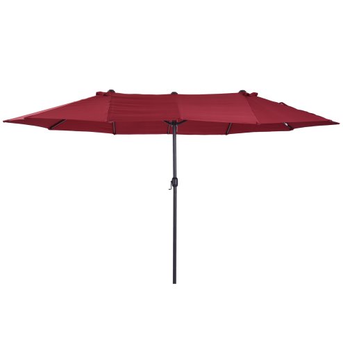Outsunny 4.6m Large Garden Parasol Double-Sided Sun Umbrella Patio Market Canopy Shade Outdoor Wine Red - NO BASE