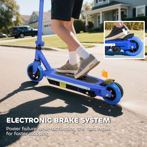 AIYAPLAY Electric Scooter for Ages 6-14 Years, with Colourful Light and Electric Brake, Electric Scooter E Scooter, Up to 10km/h, 8km, Blue