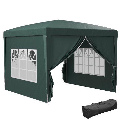 Outsunny 3 x 3(m) Pop Up Gazebo, Water and UV Resistant Party Tent Camping Canopy Marquee with Carry Bag, Green