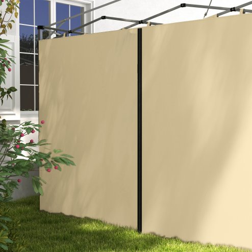 Outsunny Gazebo Side Panels with Zipped Doors, for 3x3 m or 3x6 m Pop Up Gazebo, 2 Pack Sides Replacement, Beige