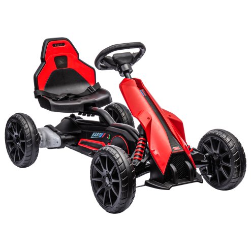 HOMCOM 12V Electric Go Kart for Kids, Ride-On Racing Go Kart with Forward Reversing, Rechargeable Battery, 2 Speeds, for Boys Girls Aged 3-8 Years Old - Red Image