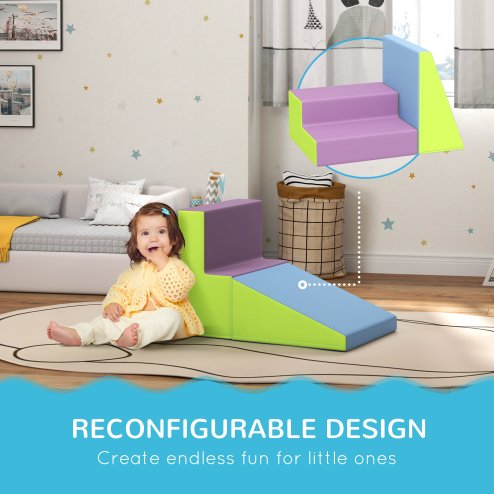 HOMCOM Soft Play Set, 2 Piece Kids Climb and Crawl Foam Play Activity Toys, Soft Play Equipment for Toddlers 12-36 Months, Blue