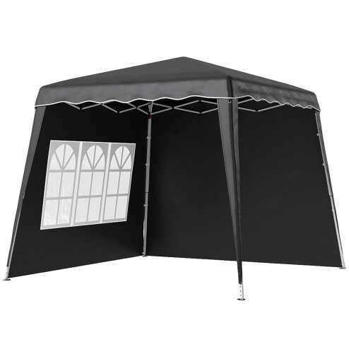 Outsunny 2.4 x 2.4m Pop Up Gazebo Canopy Tent with 2 Sidewalls and Carry Bag, Height Adjustable, UV50+ Party Tent Event Shelter for Garden, Patio, Black