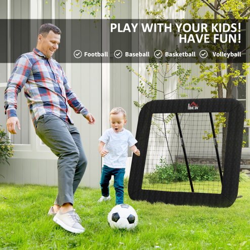 HOMCOM Football Rebounder Net with 5 Adjustable Angles, Foldable Football Kickback Target Goal for Garden Training Teaching