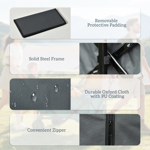 Outsunny 140L Festival Trolley on Wheels, Folding Camping Trolley Cart with Telescopic Handle, Big Wheels for Outdoor Garden Beach Fishing, Dark Grey