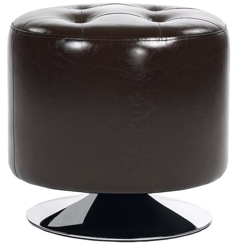 HOMCOM 360 Swivel Foot Stool Round PU Footstool with Thick Sponge Padding and Solid Steel Base