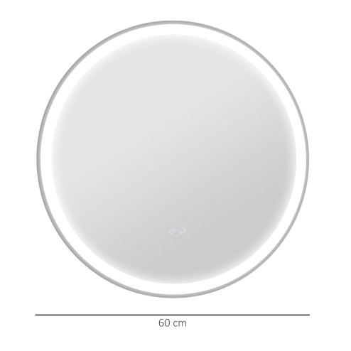 kleankin Round Bathroom Mirror with LED Lights, Wall Mount Dimmable Makeup Mirror with 3 Temperature Colours, Defogging Film and Memory Function, Frameless, Hardwired