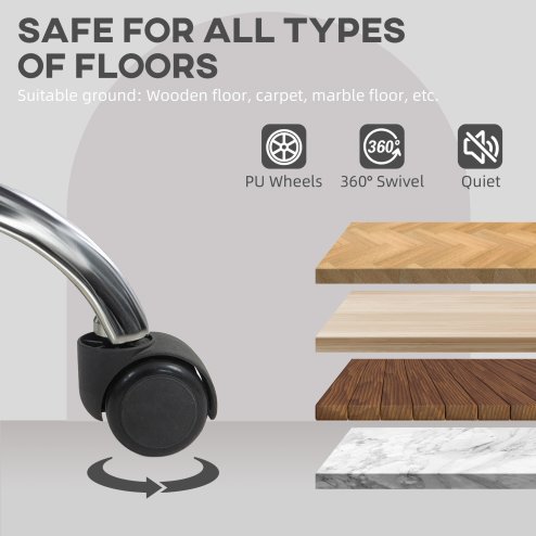 HOMCOM Office Chair, Teddy Fleece Swivel Computer Desk Chair, Makeup Vanity Seat with Adjustable Height for Home Study Bedroom, Grey