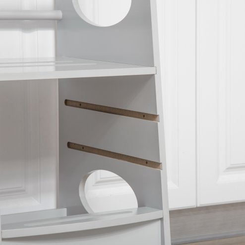 HOMCOM Toddler Step Stool Kids Adjustable Standing Tower with Safety Rail for Kitchen Counter Grey