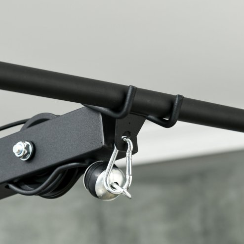 SPORTNOW Lat Pull Down Machine with Adjustable Seat, High and Low Pulley Cable Machine with Flip-Up Footplate, Multi-Function Home Gym Fitness Equipment - Black