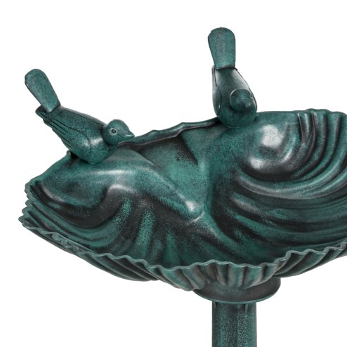 Outsunny 81cm Tall Bird Bath with 2 Decorative Birds, Vintage Style Birdbath with Flower Planter Base, Bird Bath Bowl for Garden, Green
