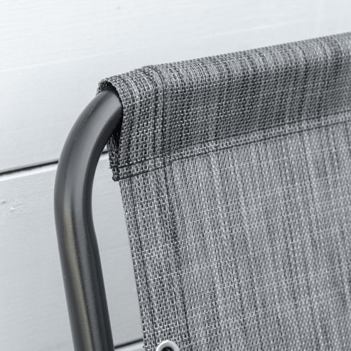 Outsunny Set of 2 Patio Folding Chair Set, Garden Portable Outdoor Chairs with Armrest and Breathable Mesh Fabric Seat and Backrest, for Camping, Beach, Deck, Lawn, Grey