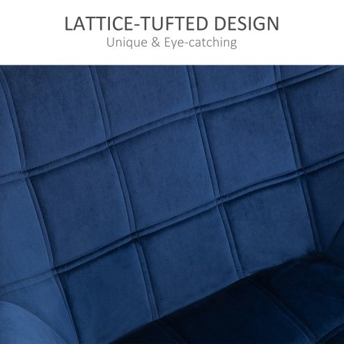 HOMCOM Modern Armchair, Accent Chair with Wide Arms, Slanted Back and Rubber Wood Legs for Living Room, Bedroom, Home Office, Blue