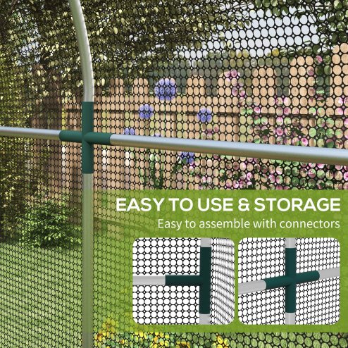 Outsunny Fruit Cage Bird Netting, Heavy Duty Fruit and Vegetable Protection Tent with Zipped Door, Anti Bird, Insects, Small Animals, 1.2 x 2.4 x 1.9m, Black