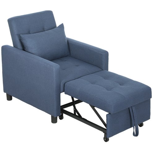 HOMCOM 3 in 1 Sofa Bed, Convertible Foldable Sleeper Chair Bed, Tufted Pull Out Sleeper Couch with Adjustable Backrest for Living Room and Bedroom