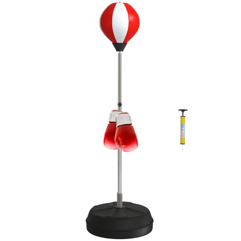 HOMCOM Punching Bag with Stand, Freestanding Boxing Set, Speed Bag with Speedball, 126-144cm Adjustable Height, Red